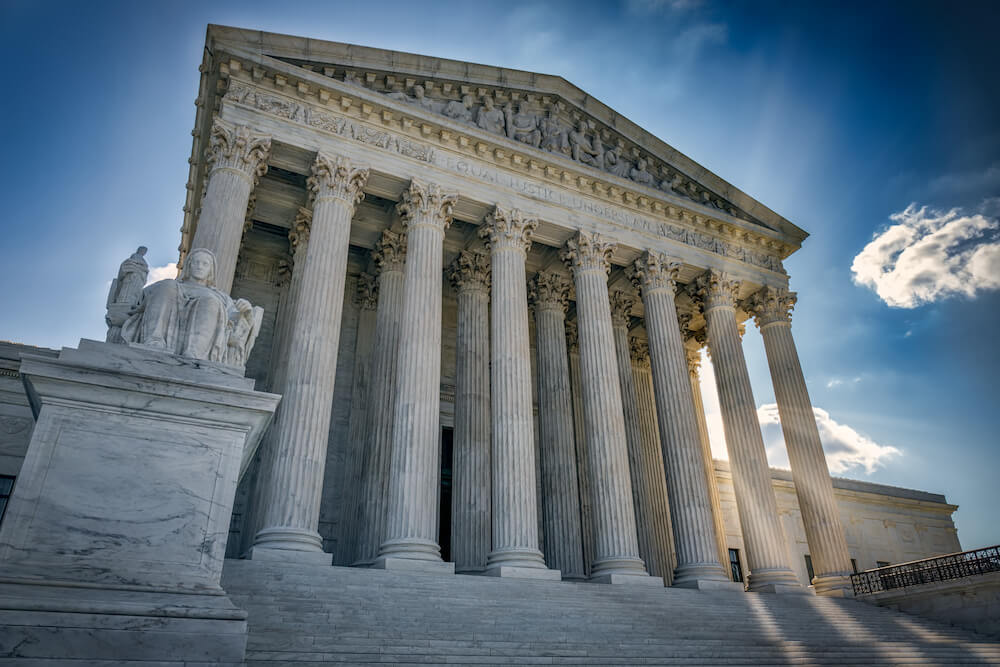 Front of the Supreme court building in Washington DC